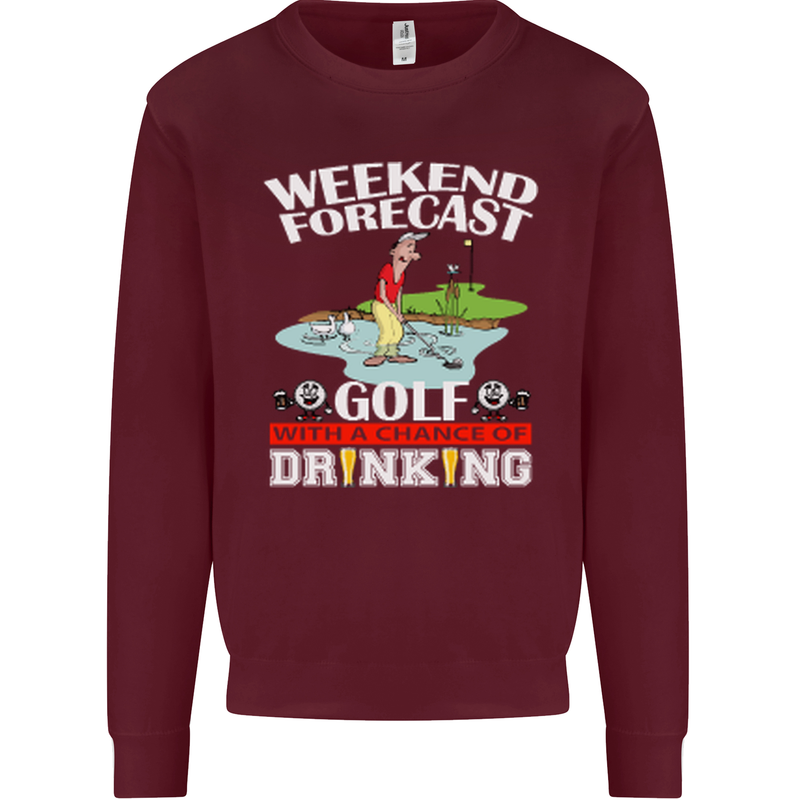 Golf Weekend Golfer Alcohol Beer Funny Mens Sweatshirt Jumper Maroon