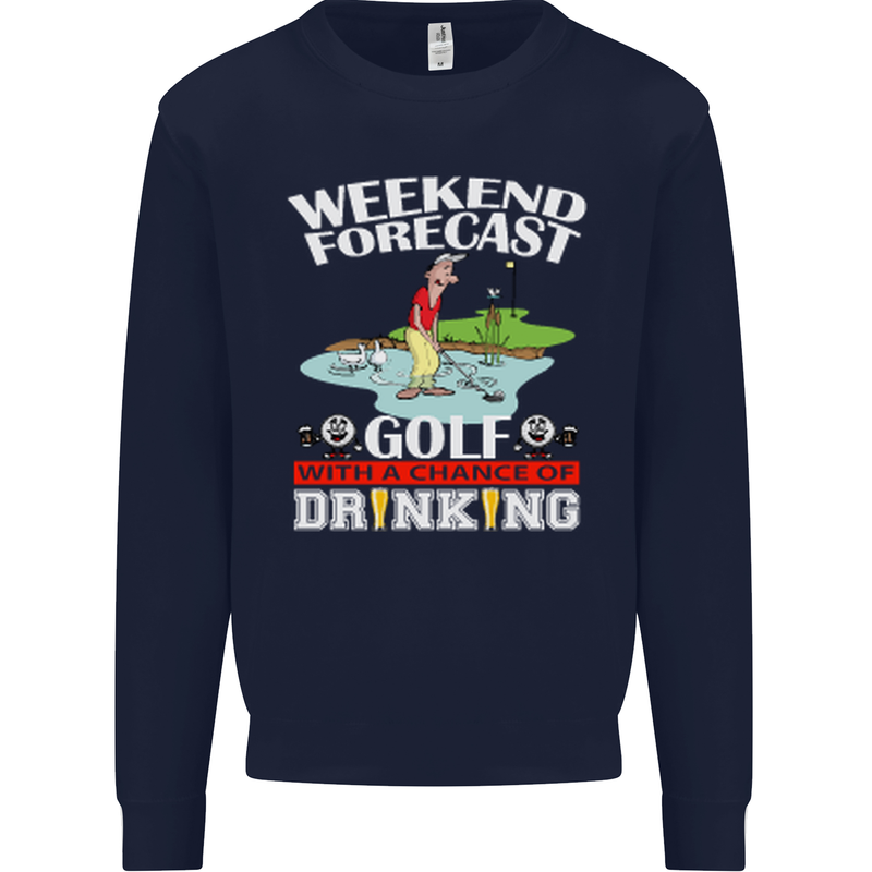Golf Weekend Golfer Alcohol Beer Funny Mens Sweatshirt Jumper Navy Blue