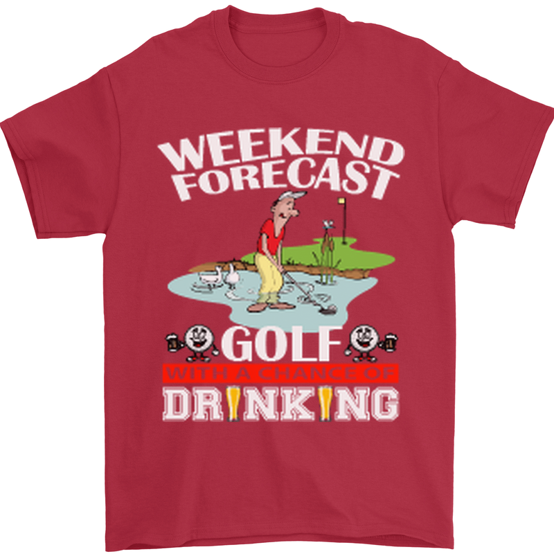 Golf Weekend Golfer Alcohol Beer Funny Mens T-Shirt Cotton Gildan Red
