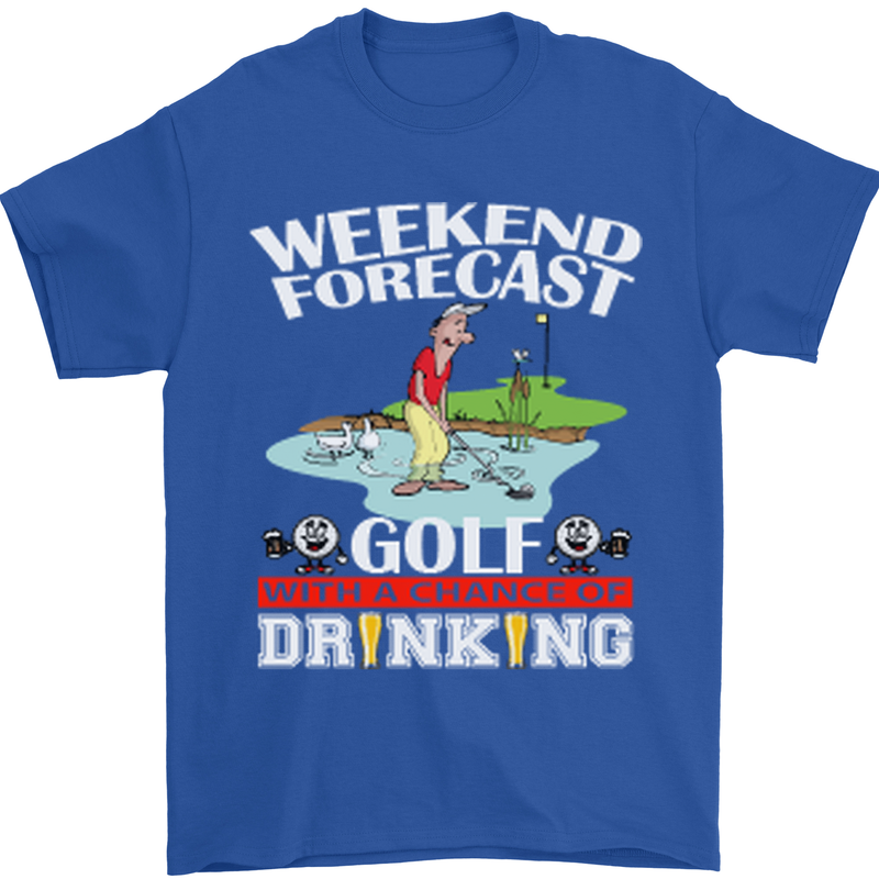 Golf Weekend Golfer Alcohol Beer Funny Mens T-Shirt Cotton Gildan Royal Blue
