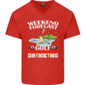 Golf Weekend Golfer Alcohol Beer Funny Mens V-Neck Cotton T-Shirt Red