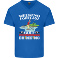 Golf Weekend Golfer Alcohol Beer Funny Mens V-Neck Cotton T-Shirt Royal Blue