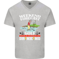 Golf Weekend Golfer Alcohol Beer Funny Mens V-Neck Cotton T-Shirt Sports Grey