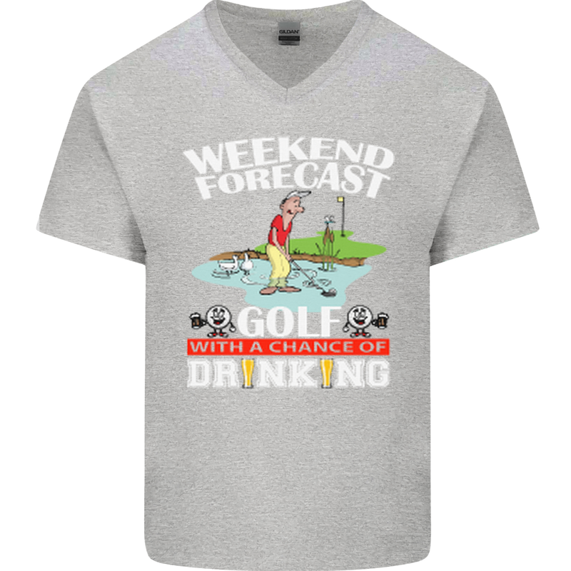 Golf Weekend Golfer Alcohol Beer Funny Mens V-Neck Cotton T-Shirt Sports Grey