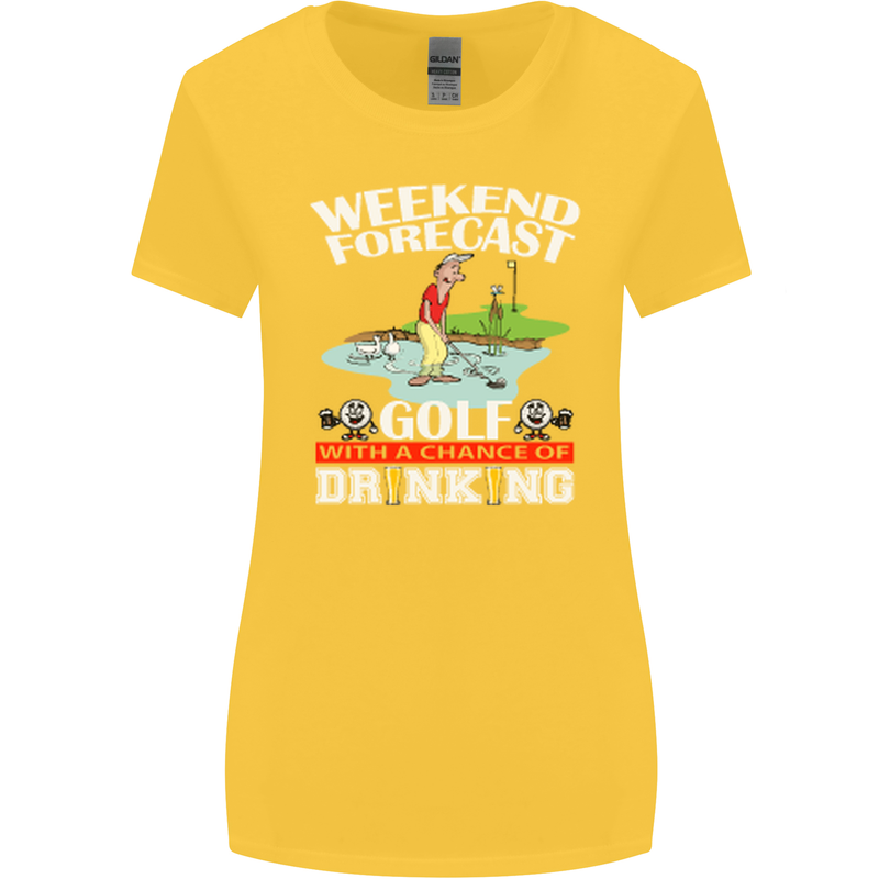 Golf Weekend Golfer Alcohol Beer Funny Womens Wider Cut T-Shirt Yellow