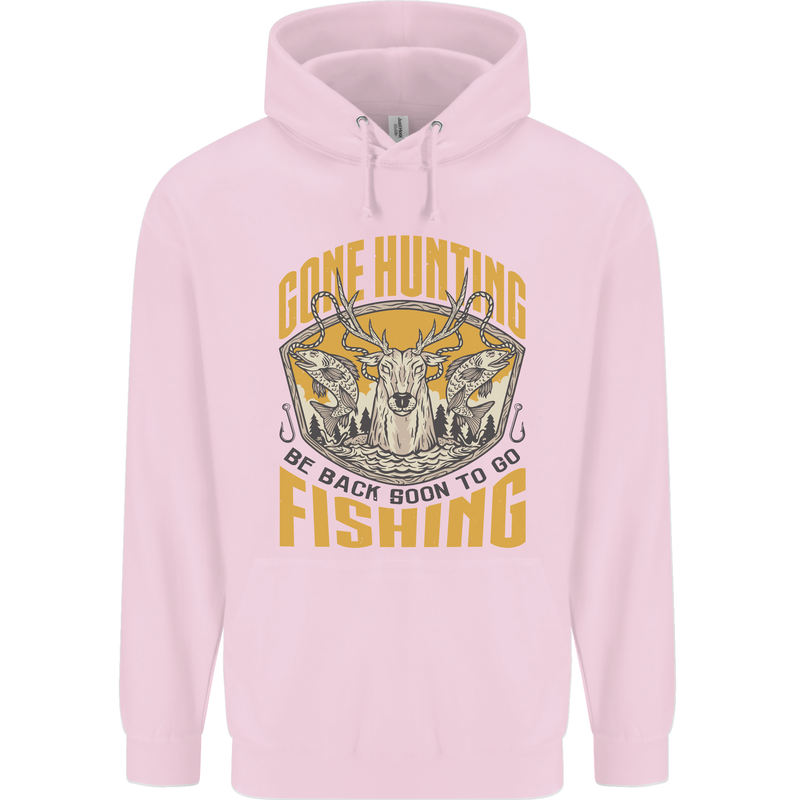 Gone Hunting Then Fishing Funny Hunter Childrens Kids Hoodie Light Pink