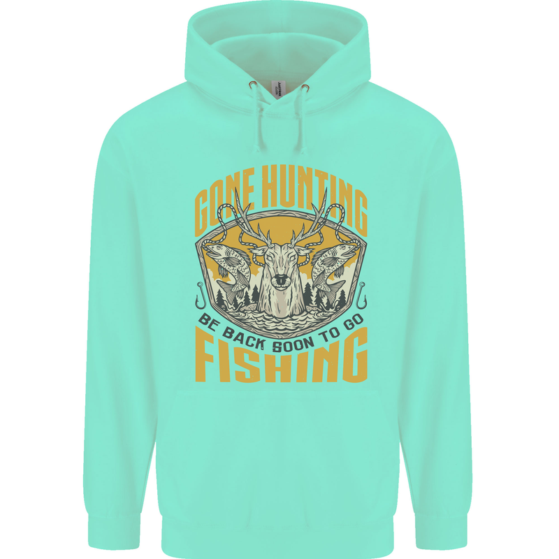 Gone Hunting Then Fishing Funny Hunter Childrens Kids Hoodie Peppermint