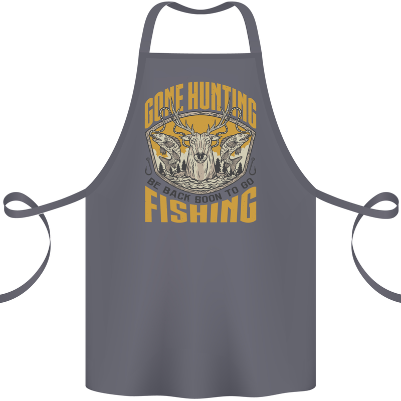 Gone Hunting Then Fishing Funny Hunter Cotton Apron 100% Organic Steel