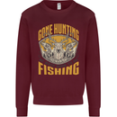 Gone Hunting Then Fishing Funny Hunter Kids Sweatshirt Jumper Maroon