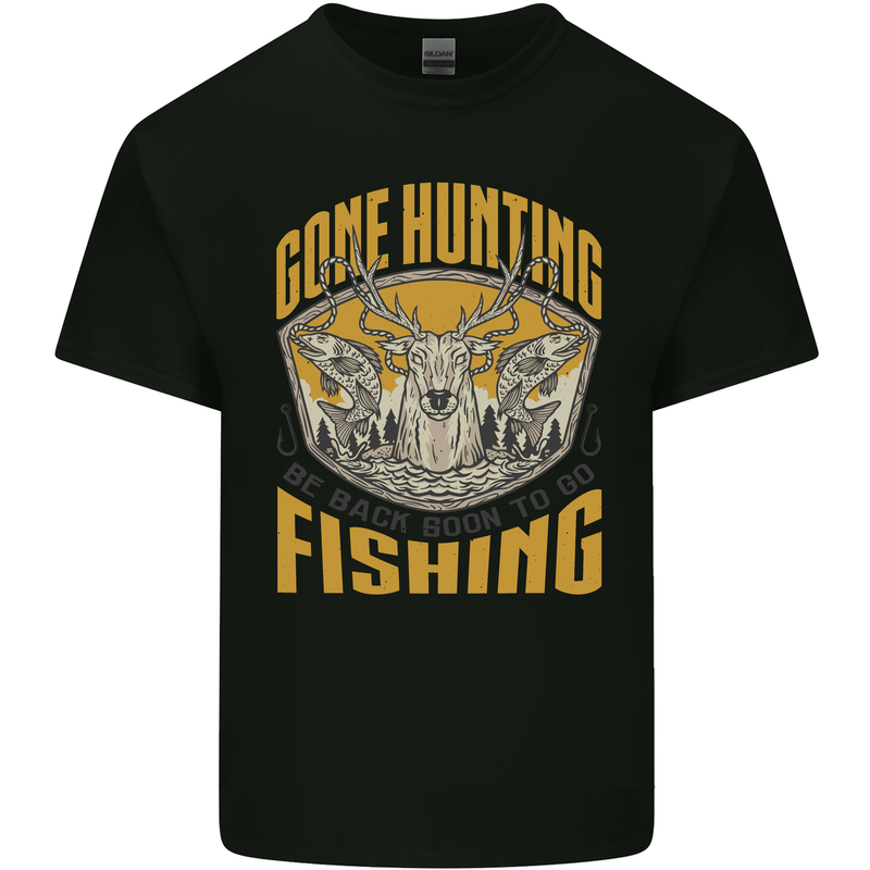 Gone Hunting Then Fishing Funny Hunter Kids T-Shirt Childrens Black