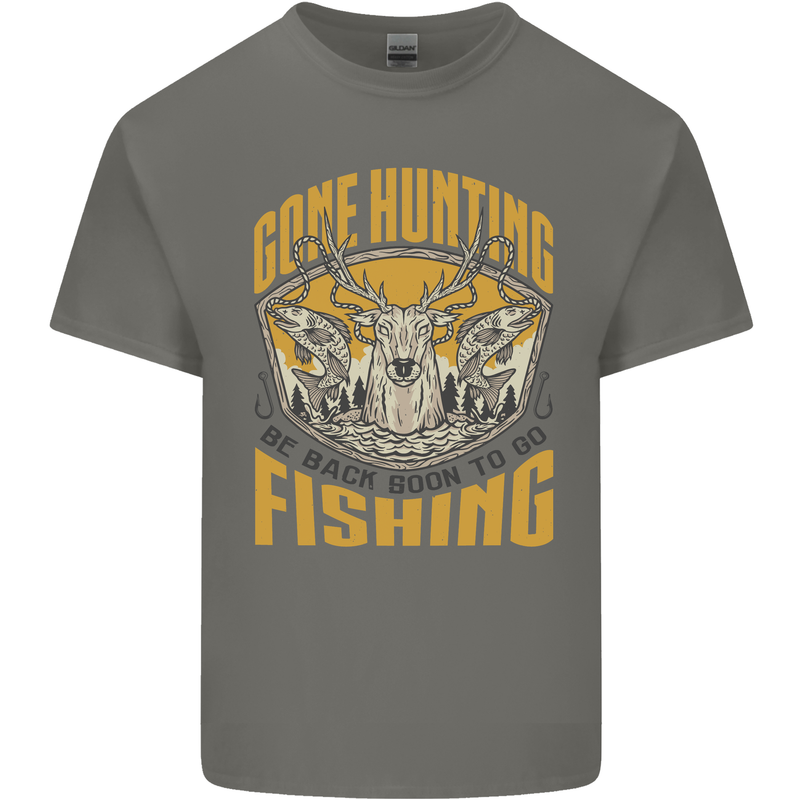 Gone Hunting Then Fishing Funny Hunter Kids T-Shirt Childrens Charcoal