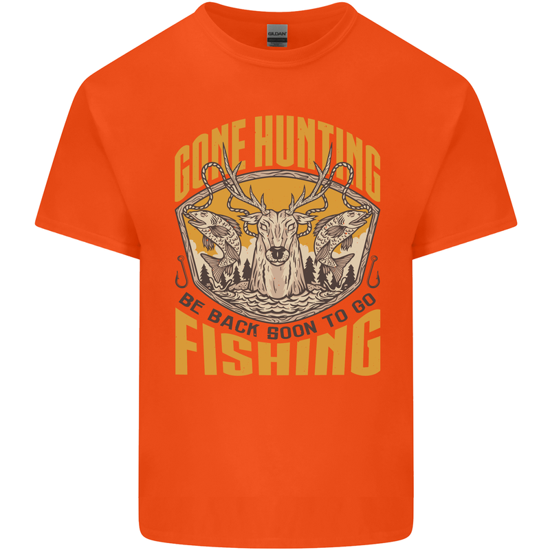 Gone Hunting Then Fishing Funny Hunter Kids T-Shirt Childrens Orange