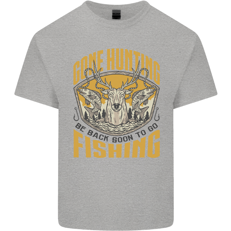 Gone Hunting Then Fishing Funny Hunter Kids T-Shirt Childrens Sports Grey