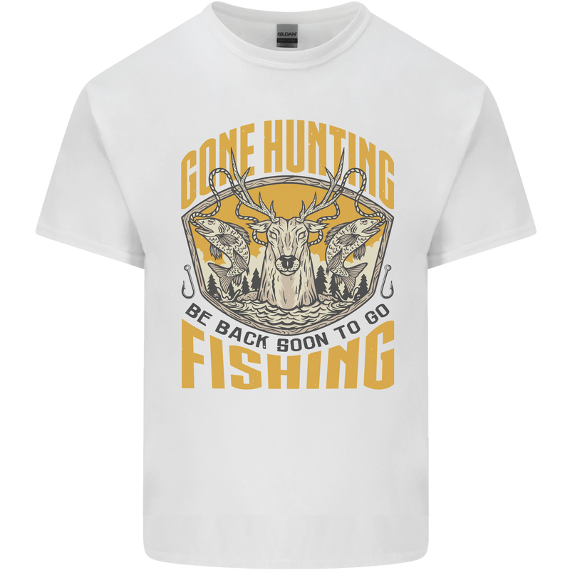 Gone Hunting Then Fishing Funny Hunter Kids T-Shirt Childrens White