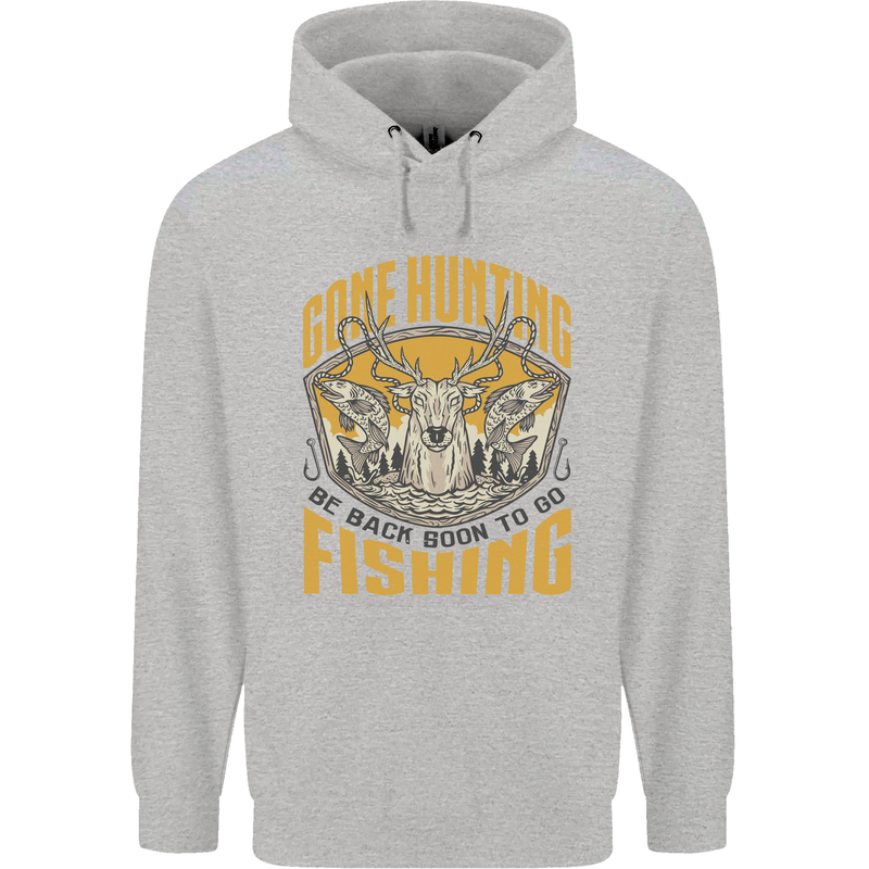 Gone Hunting Then Fishing Funny Hunter Mens 80% Cotton Hoodie Sports Grey