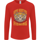 Gone Hunting Then Fishing Funny Hunter Mens Long Sleeve T-Shirt Red