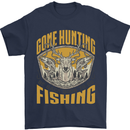Gone Hunting Then Fishing Funny Hunter Mens T-Shirt 100% Cotton Navy Blue