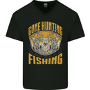 Gone Hunting Then Fishing Funny Hunter Mens V-Neck Cotton T-Shirt Black
