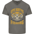 Gone Hunting Then Fishing Funny Hunter Mens V-Neck Cotton T-Shirt Charcoal