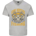 Gone Hunting Then Fishing Funny Hunter Mens V-Neck Cotton T-Shirt Sports Grey