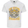 Gone Hunting Then Fishing Funny Hunter Mens V-Neck Cotton T-Shirt White