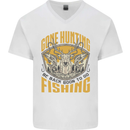 Gone Hunting Then Fishing Funny Hunter Mens V-Neck Cotton T-Shirt White