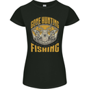 Gone Hunting Then Fishing Funny Hunter Womens Petite Cut T-Shirt Black