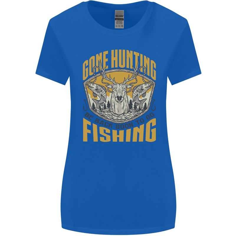 Gone Hunting Then Fishing Funny Hunter Womens Wider Cut T-Shirt Royal Blue