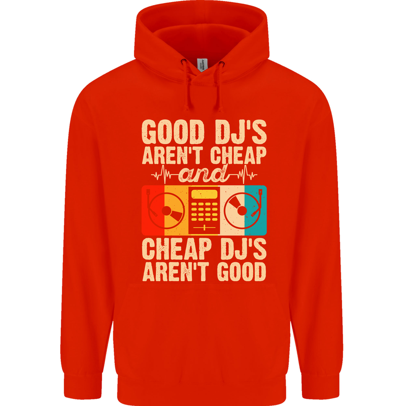 Good DJs Aren't Cheap Funny DJing Childrens Kids Hoodie Bright Red