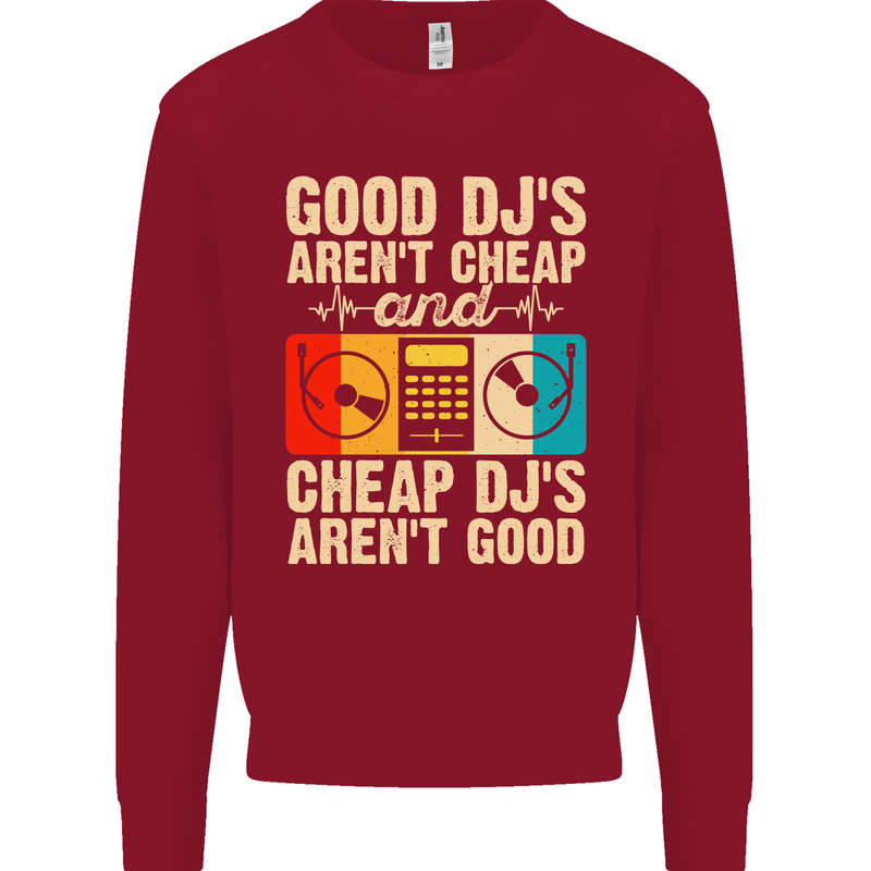 Good DJs Aren't Cheap Funny DJing Kids Sweatshirt Jumper Red