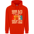 Good DJs Aren't Cheap Funny DJing Mens 80% Cotton Hoodie Bright Red