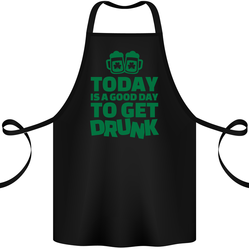 Good Day to Get Drunk St. Patrick's Day Cotton Apron 100% Organic Black