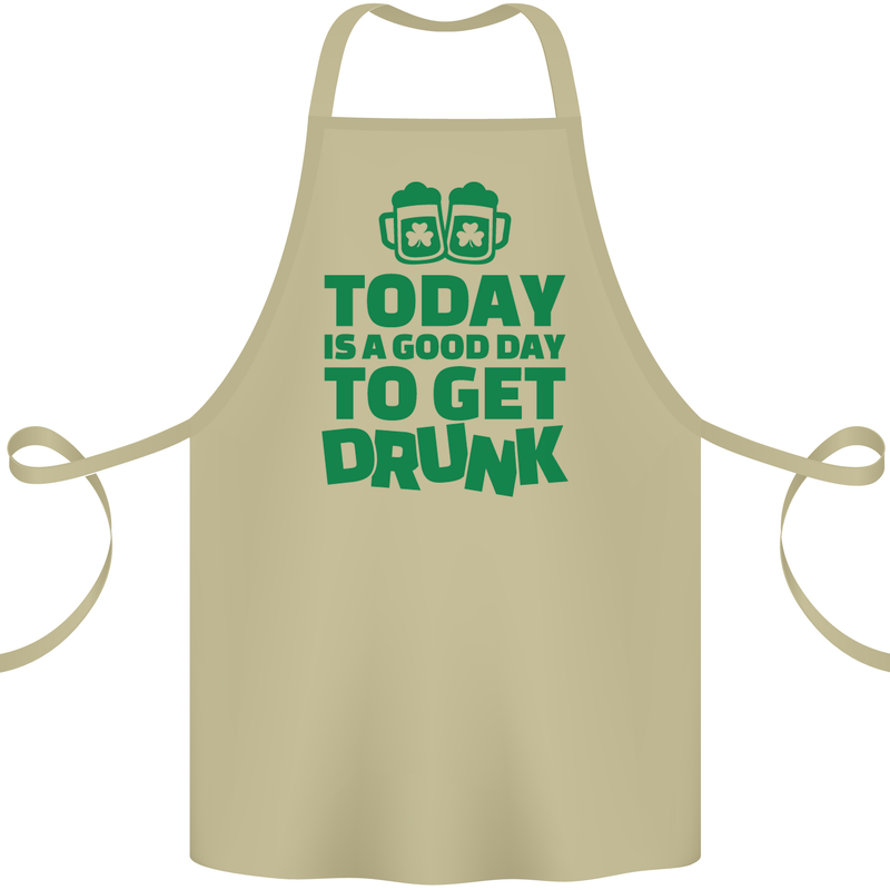 Good Day to Get Drunk St. Patrick's Day Cotton Apron 100% Organic Khaki