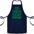 Good Day to Get Drunk St. Patrick's Day Cotton Apron 100% Organic Navy Blue