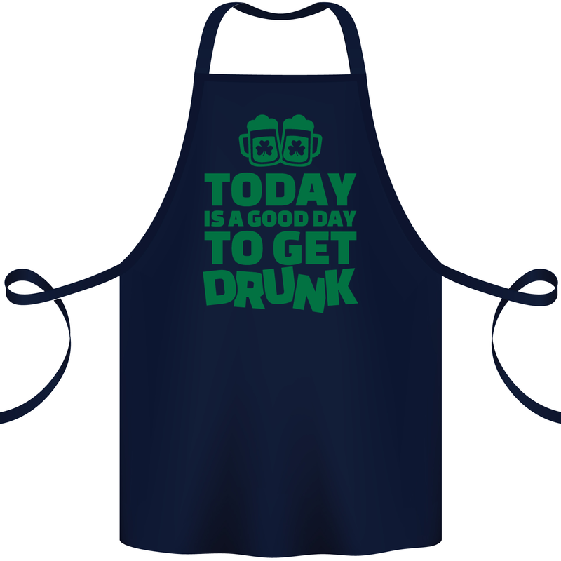 Good Day to Get Drunk St. Patrick's Day Cotton Apron 100% Organic Navy Blue