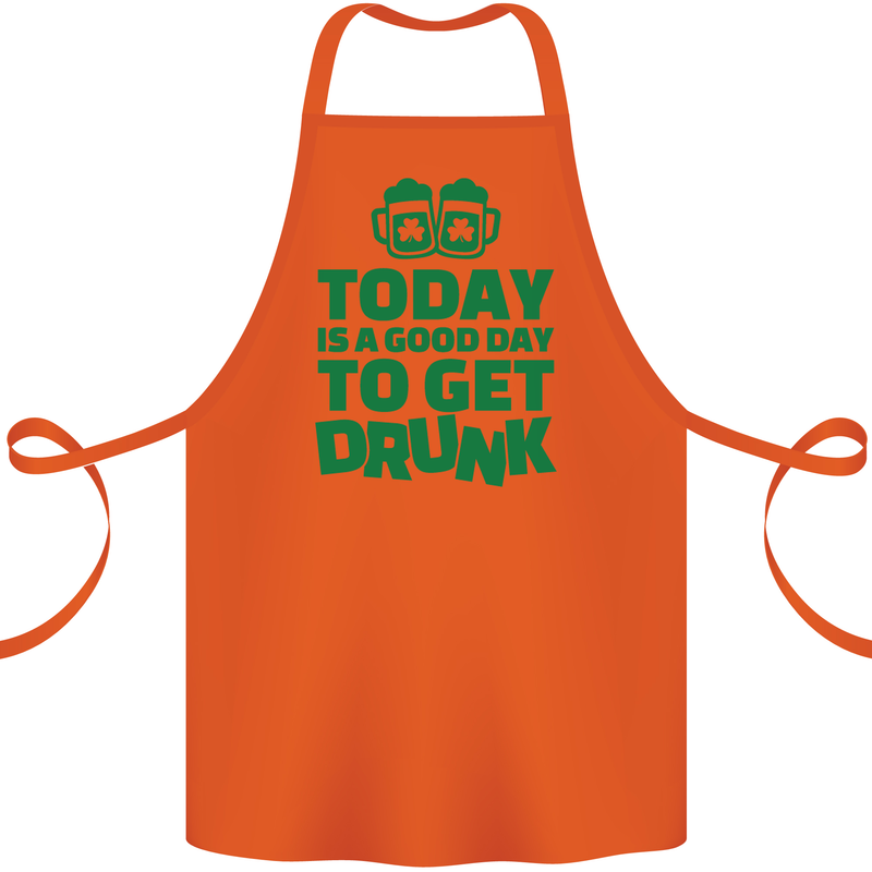 Good Day to Get Drunk St. Patrick's Day Cotton Apron 100% Organic Orange