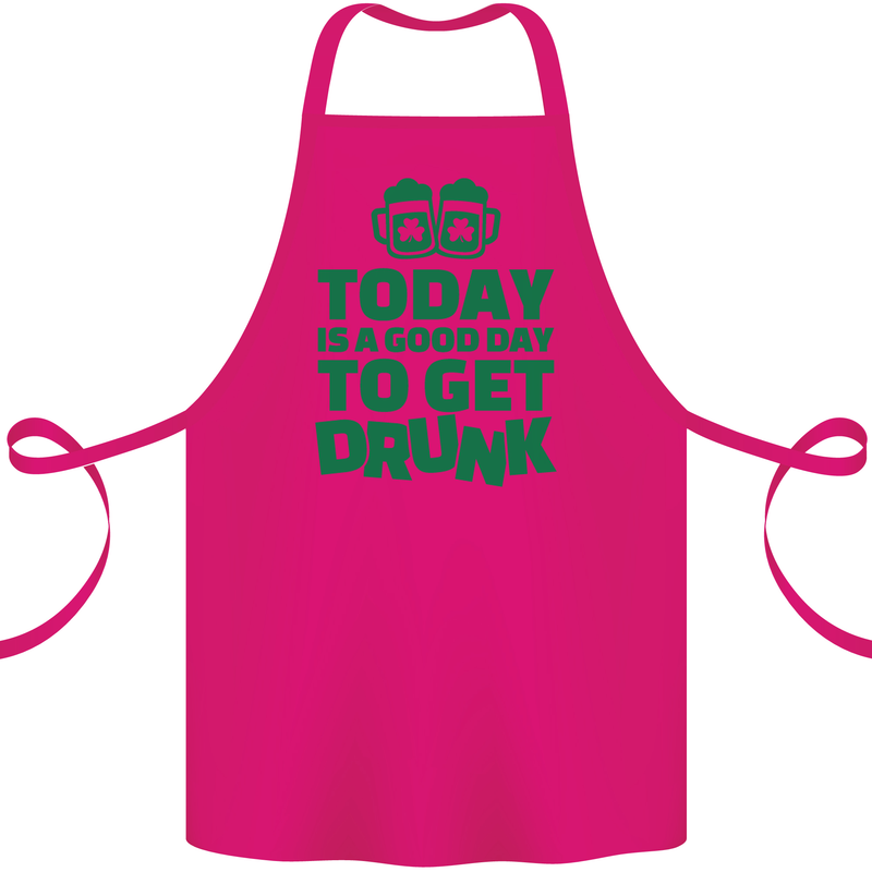 Good Day to Get Drunk St. Patrick's Day Cotton Apron 100% Organic Pink