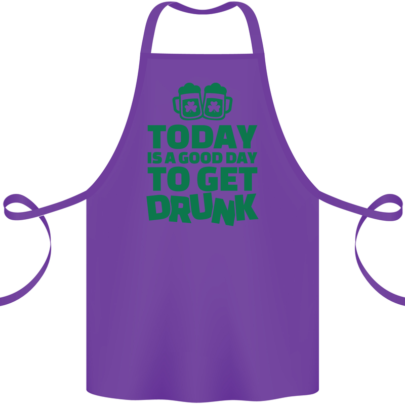 Good Day to Get Drunk St. Patrick's Day Cotton Apron 100% Organic Purple