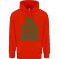 Good Day to Get Drunk St. Patrick's Day Mens 80% Cotton Hoodie Bright Red