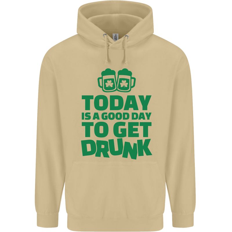 Good Day to Get Drunk St. Patrick's Day Mens 80% Cotton Hoodie Sand