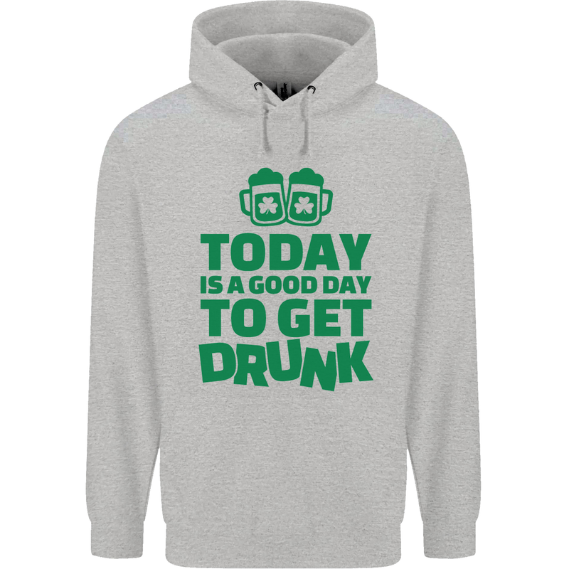 Good Day to Get Drunk St. Patrick's Day Mens 80% Cotton Hoodie Sports Grey