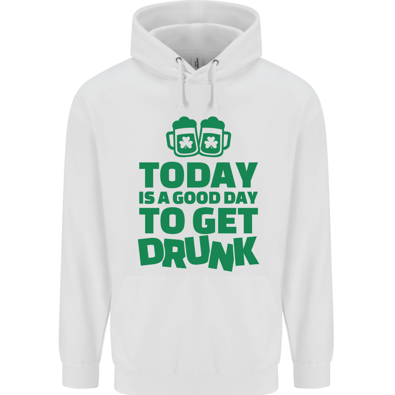 Good Day to Get Drunk St. Patrick's Day Mens 80% Cotton Hoodie White