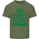 Good Day to Get Drunk St. Patrick's Day Mens Cotton T-Shirt Tee Top Military Green