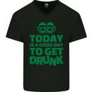 Good Day to Get Drunk St. Patrick's Day Mens V-Neck Cotton T-Shirt Black