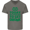 Good Day to Get Drunk St. Patrick's Day Mens V-Neck Cotton T-Shirt Charcoal