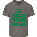 Good Day to Get Drunk St. Patrick's Day Mens V-Neck Cotton T-Shirt Charcoal