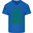Good Day to Get Drunk St. Patrick's Day Mens V-Neck Cotton T-Shirt Royal Blue