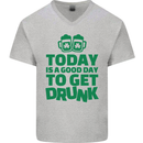 Good Day to Get Drunk St. Patrick's Day Mens V-Neck Cotton T-Shirt Sports Grey