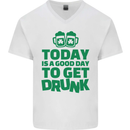 Good Day to Get Drunk St. Patrick's Day Mens V-Neck Cotton T-Shirt White