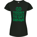 Good Day to Get Drunk St. Patrick's Day Womens Petite Cut T-Shirt Black